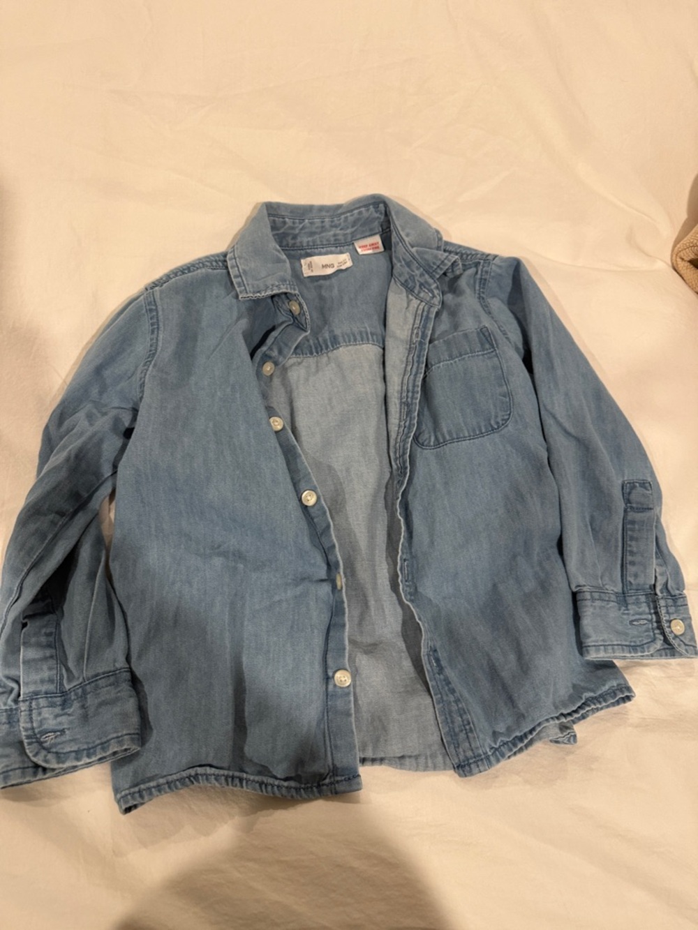 Mango Light Blue Denim Button-Down Shirt